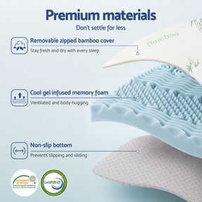 Giselle Bedding Memory Foam Mattress Topper 7-Zone 5cm Single - SportZone.co.nz