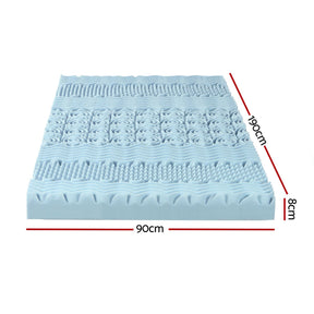 Giselle Bedding Memory Foam Mattress Topper 7-Zone 8cm Single - SportZone.co.nz