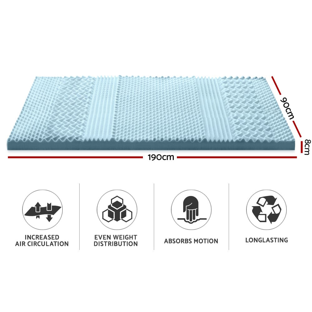 Giselle Bedding Memory Foam Mattress Topper 7 - Zone 8cm Single - SportZone.co.nz