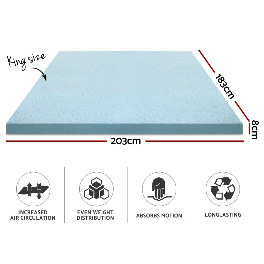 Giselle Bedding Memory Foam Mattress Topper Cool Gel 8cm King - SportZone.co.nz
