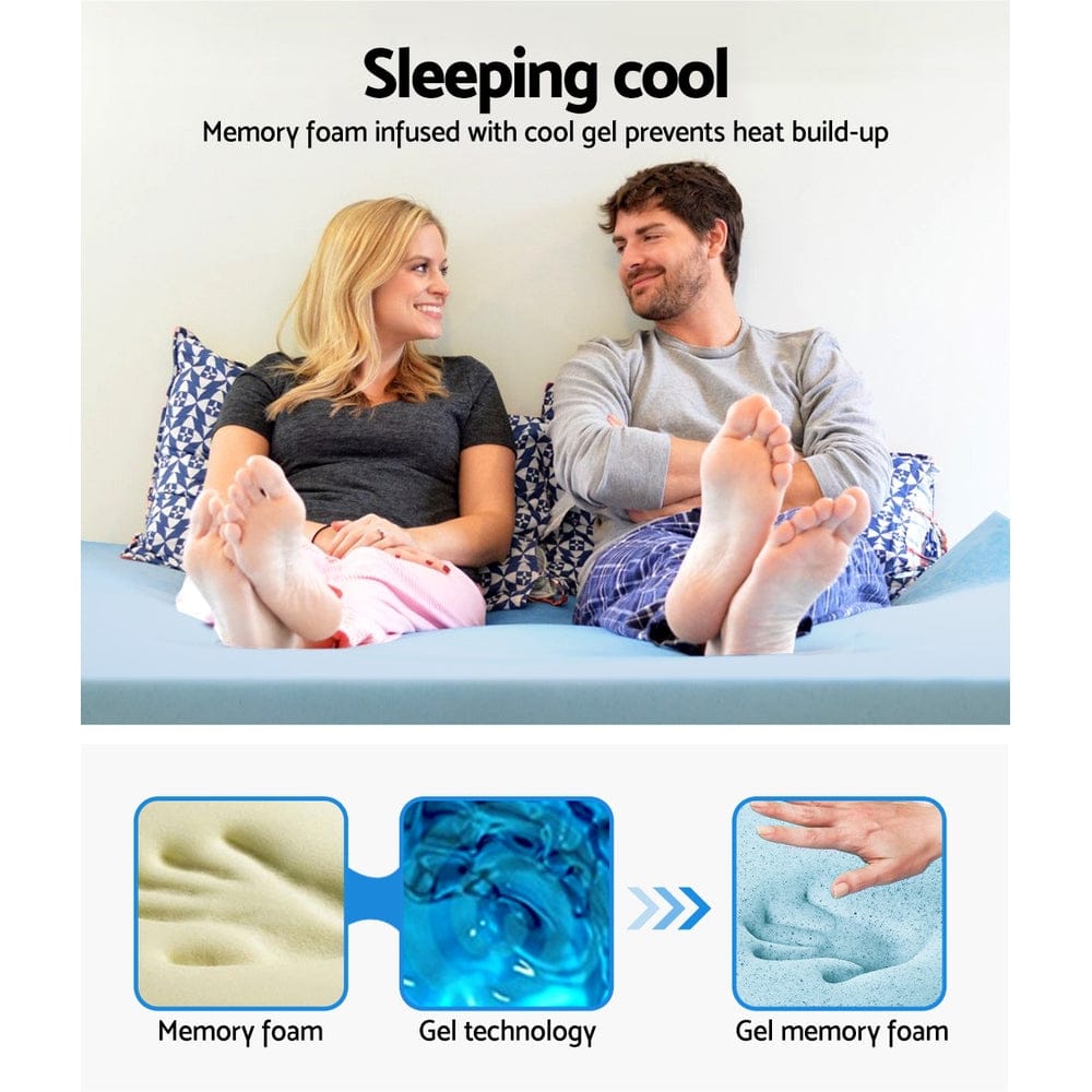 Giselle Bedding Memory Foam Mattress Topper Cool Gel 8cm Queen - SportZone.co.nz