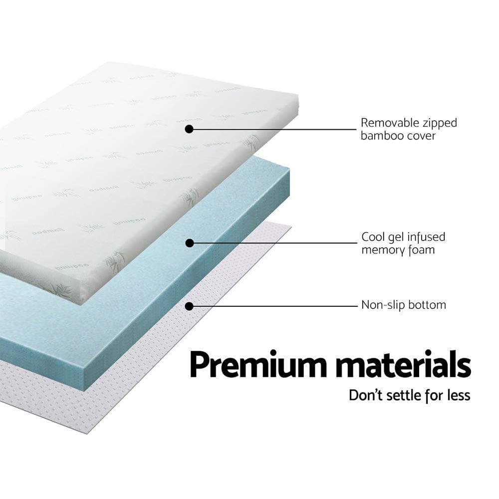 Giselle Bedding Memory Foam Mattress Topper Cool Gel 8cm Queen - SportZone.co.nz