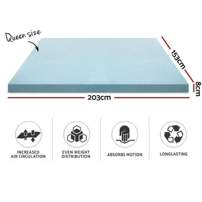 Giselle Bedding Memory Foam Mattress Topper Cool Gel 8cm Queen - SportZone.co.nz