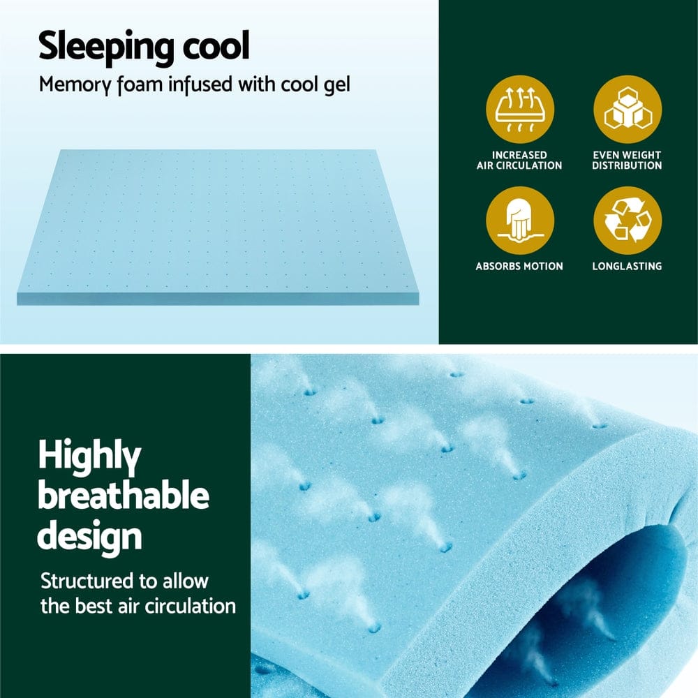 Giselle Bedding Memory Foam Mattress Topper Ventilated Cool Gel 8cm King - SportZone.co.nz