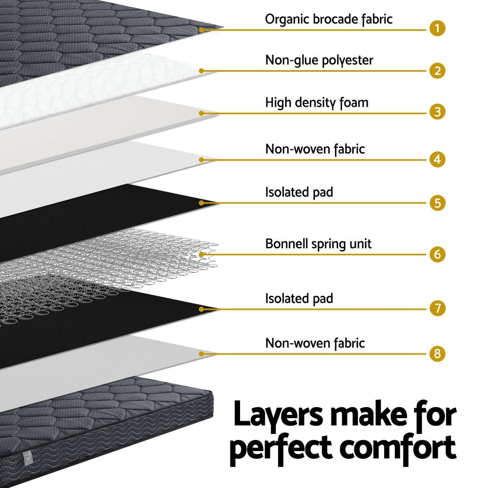 Giselle Bedding Single Mattress 16cm Bonnell Spring Medium Firm Tight Top - SportZone.co.nz
