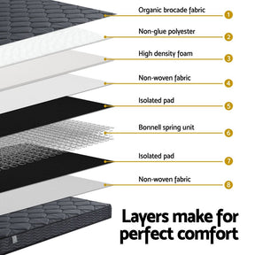 Giselle Bedding Single Mattress 16cm Bonnell Spring Medium Firm Tight Top - SportZone.co.nz