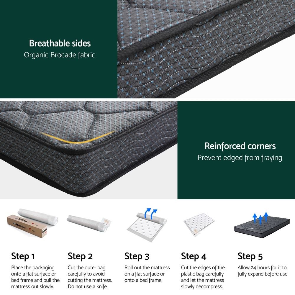 Giselle Bedding Single Mattress 16cm Bonnell Spring Medium Firm Tight Top - SportZone.co.nz