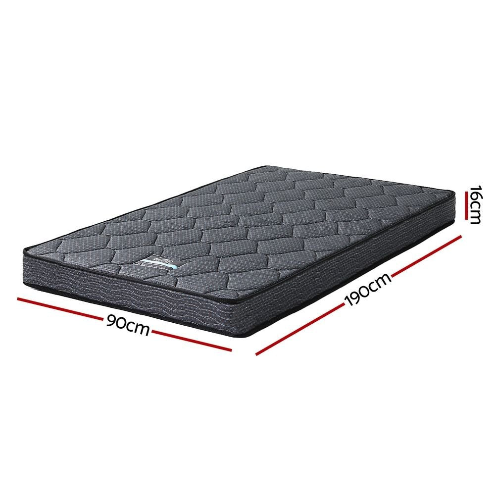 Giselle Bedding Single Mattress 16cm Bonnell Spring Medium Firm Tight Top - SportZone.co.nz