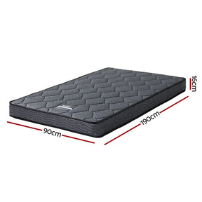 Giselle Bedding Single Mattress 16cm Bonnell Spring Medium Firm Tight Top - SportZone.co.nz
