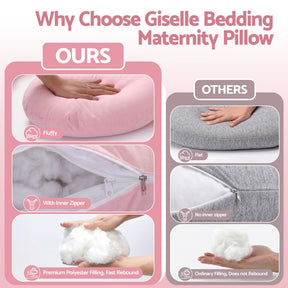 Giselle Bedding U-Shaped Pregnancy Pillow Cotton Cover Pink - SportZone.co.nz