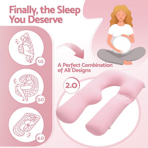 Giselle Bedding U-Shaped Pregnancy Pillow Cotton Cover Pink - SportZone.co.nz