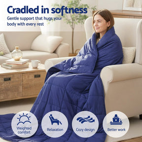 Giselle Bedding Weighted Blanket 11KG Kids Adults Heavy Gravity Relax Calm Blue - SportZone.co.nz