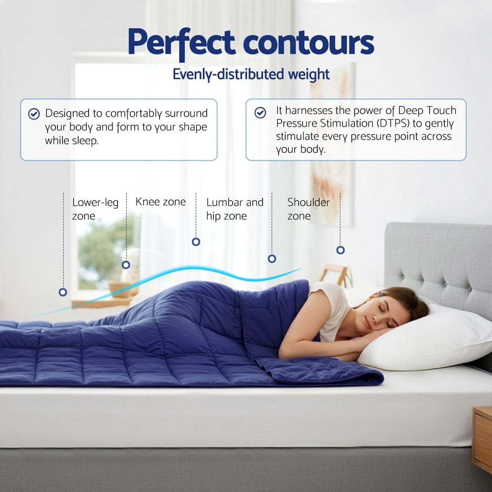 Giselle Bedding Weighted Blanket 11KG Kids Adults Heavy Gravity Relax Calm Blue - SportZone.co.nz