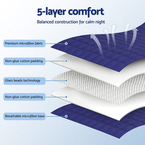 Giselle Bedding Weighted Blanket 11KG Kids Adults Heavy Gravity Relax Calm Blue - SportZone.co.nz