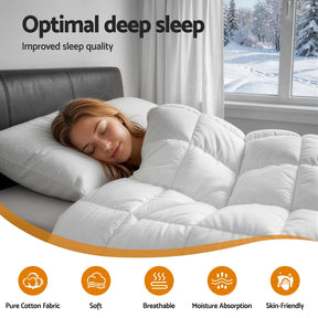 Giselle Bedding Wool Quilt 800GSM Extra Thick Queen Winter Doona Baffle Box Construction 100% Wool Filling - SportZone.co.nz