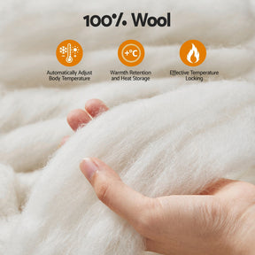 Giselle Bedding Wool Quilt 800GSM Extra Thick Queen Winter Doona Baffle Box Construction 100% Wool Filling - SportZone.co.nz