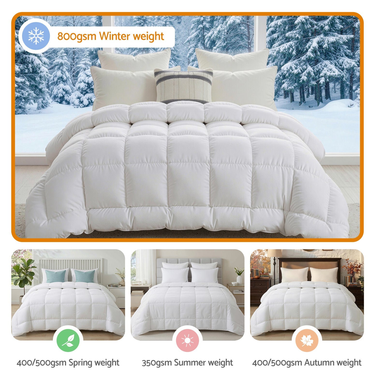 Giselle Bedding Wool Quilt 800GSM Extra Thick Queen Winter Doona Baffle Box Construction 100% Wool Filling - SportZone.co.nz