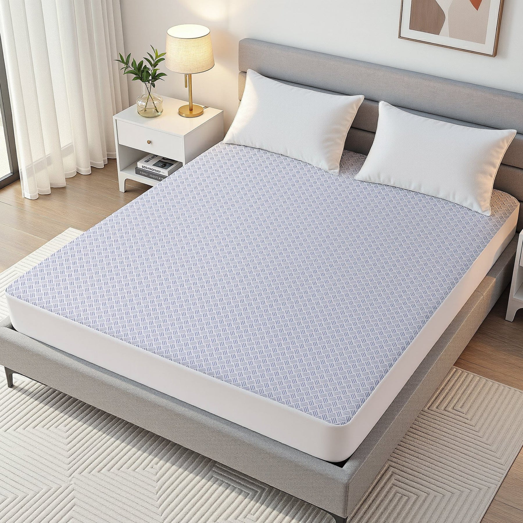 Giselle Cooling Mattress Protector Waterproof Deep Pocket Fitted Cover King - SportZone.co.nz