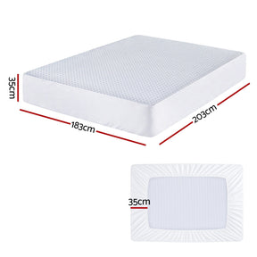 Giselle Cooling Mattress Protector Waterproof Deep Pocket Fitted Cover King - SportZone.co.nz