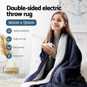 Giselle Electric Throw Rug Heated Blanket Fleece Charcoal - SportZone.co.nz