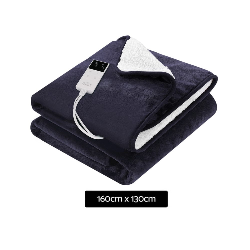 Giselle Electric Throw Rug Heated Blanket Fleece Charcoal - SportZone.co.nz