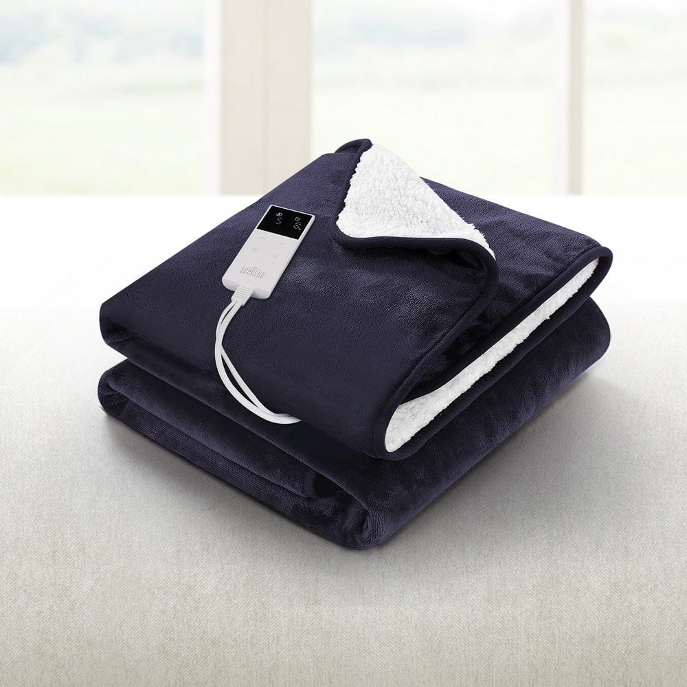Giselle Electric Throw Rug Heated Blanket Fleece Charcoal - SportZone.co.nz