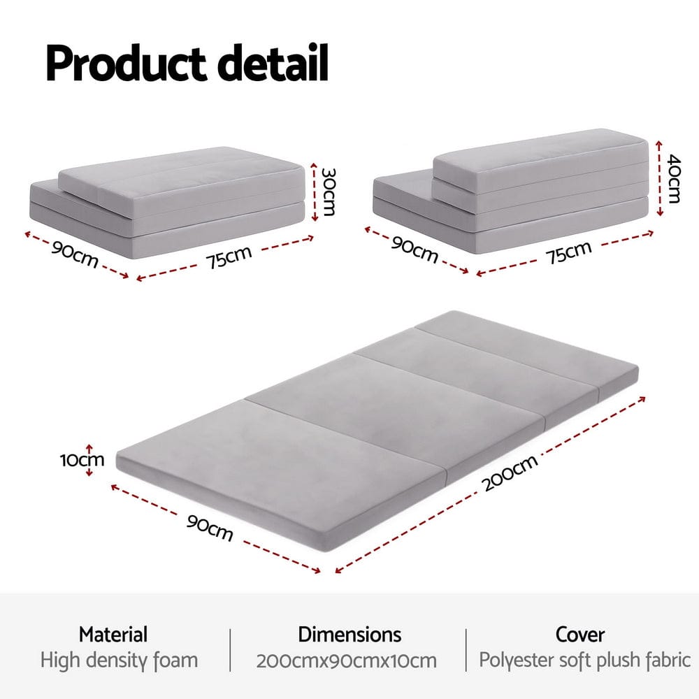 Giselle Foldable Mattress Folding Sofa Bed 4 - fold Sleeping Camping Cushion Mat - SportZone.co.nz