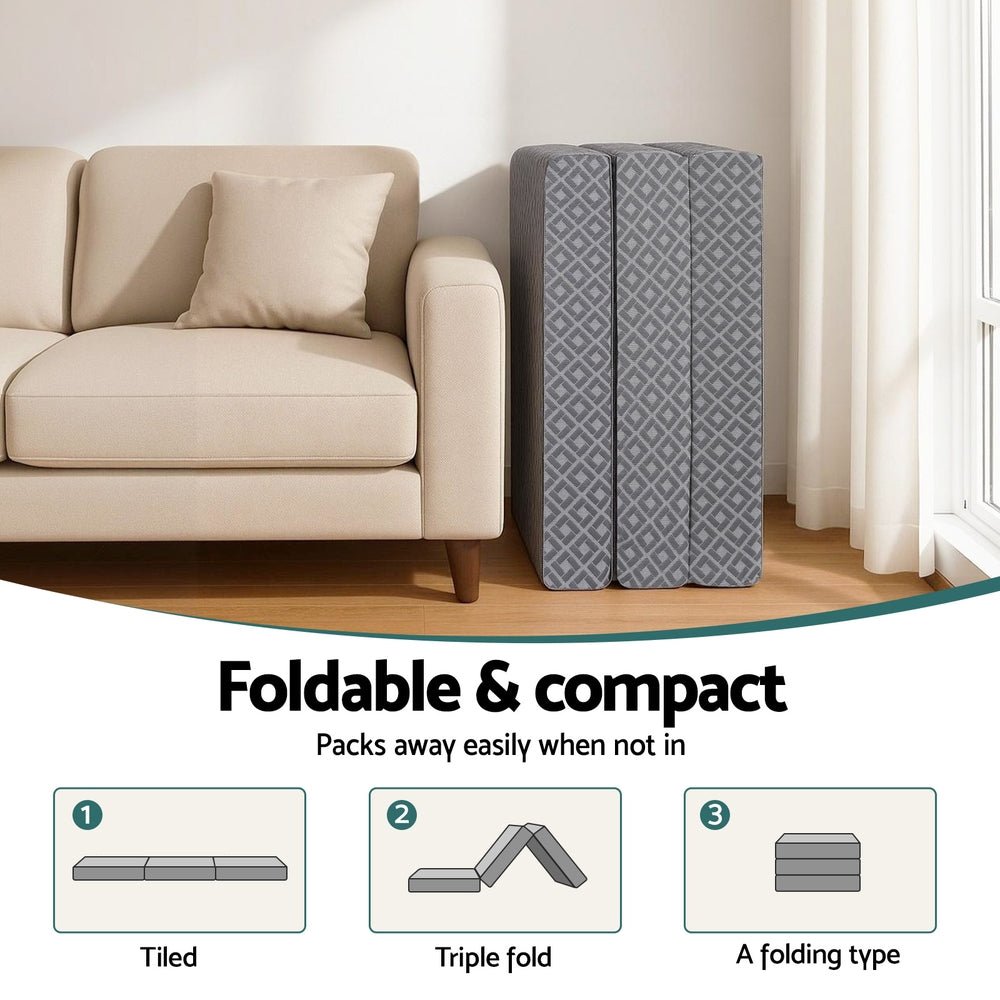 Giselle Foldable Mattress Folding Sofa Bed Trifold Memory Foam Camping Cushion Mat - SportZone.co.nz
