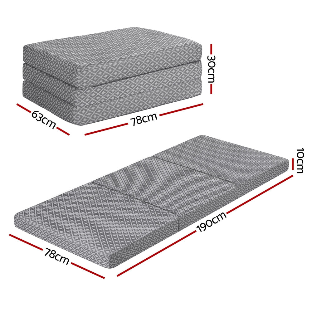 Giselle Foldable Mattress Folding Sofa Bed Trifold Memory Foam Camping Cushion Mat - SportZone.co.nz