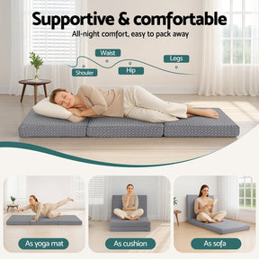 Giselle Foldable Mattress Folding Sofa Bed Trifold Memory Foam Camping Cushion Mat - SportZone.co.nz