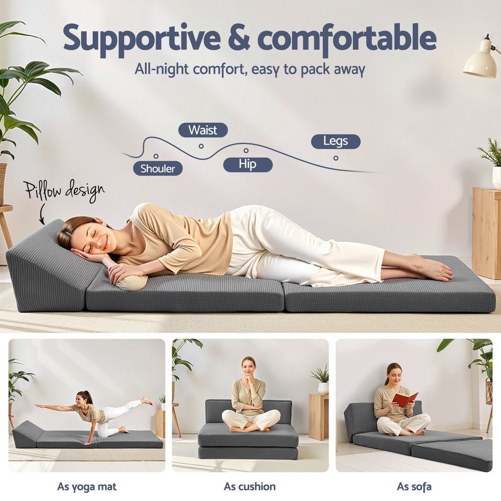 Giselle Foldable Mattress Folding Sofa Bed Trifold Sleeping Camping Cushion Mat - SportZone.co.nz