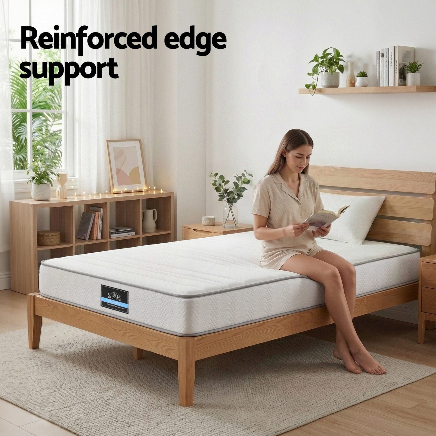 Giselle Single Mattress 20cm with Reinforced Edge Support Egg - Crate Foam - SportZone.co.nz