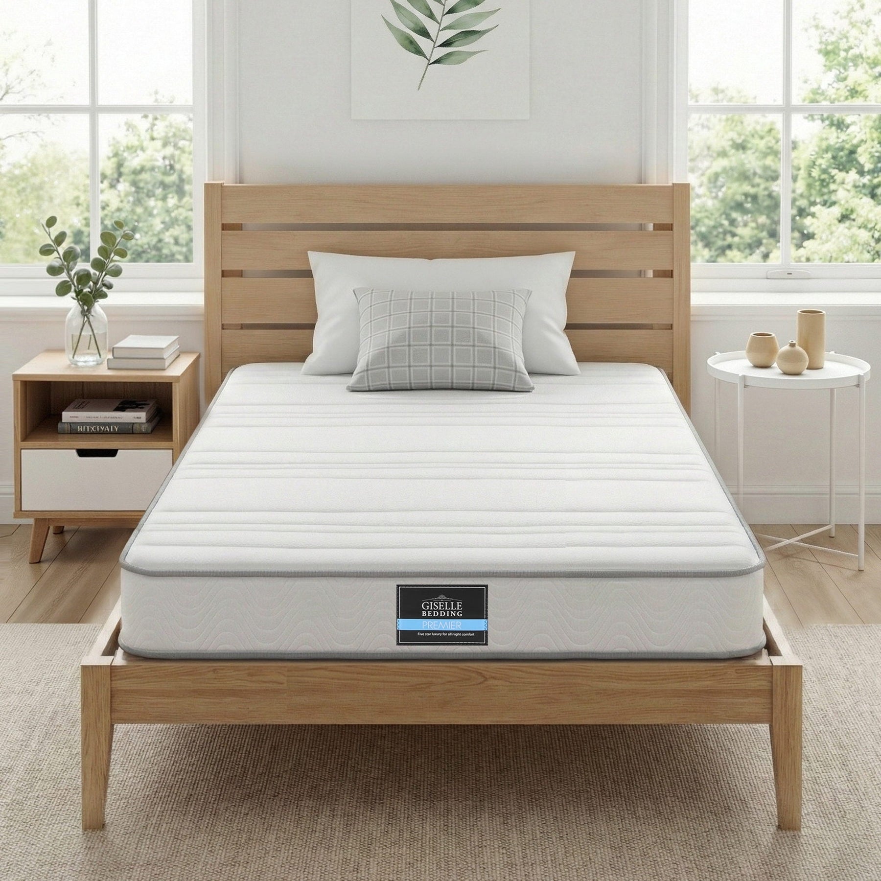 Giselle Single Mattress 20cm with Reinforced Edge Support Egg - Crate Foam - SportZone.co.nz