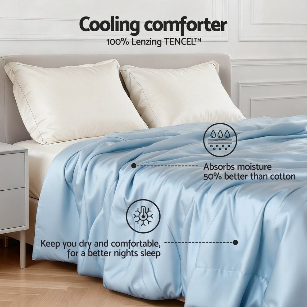 Giselle Tencel Quilt 200GSM Summer Quilts Comforter Doona Light Weight Soft Throw Blanket Super King - SportZone.co.nz