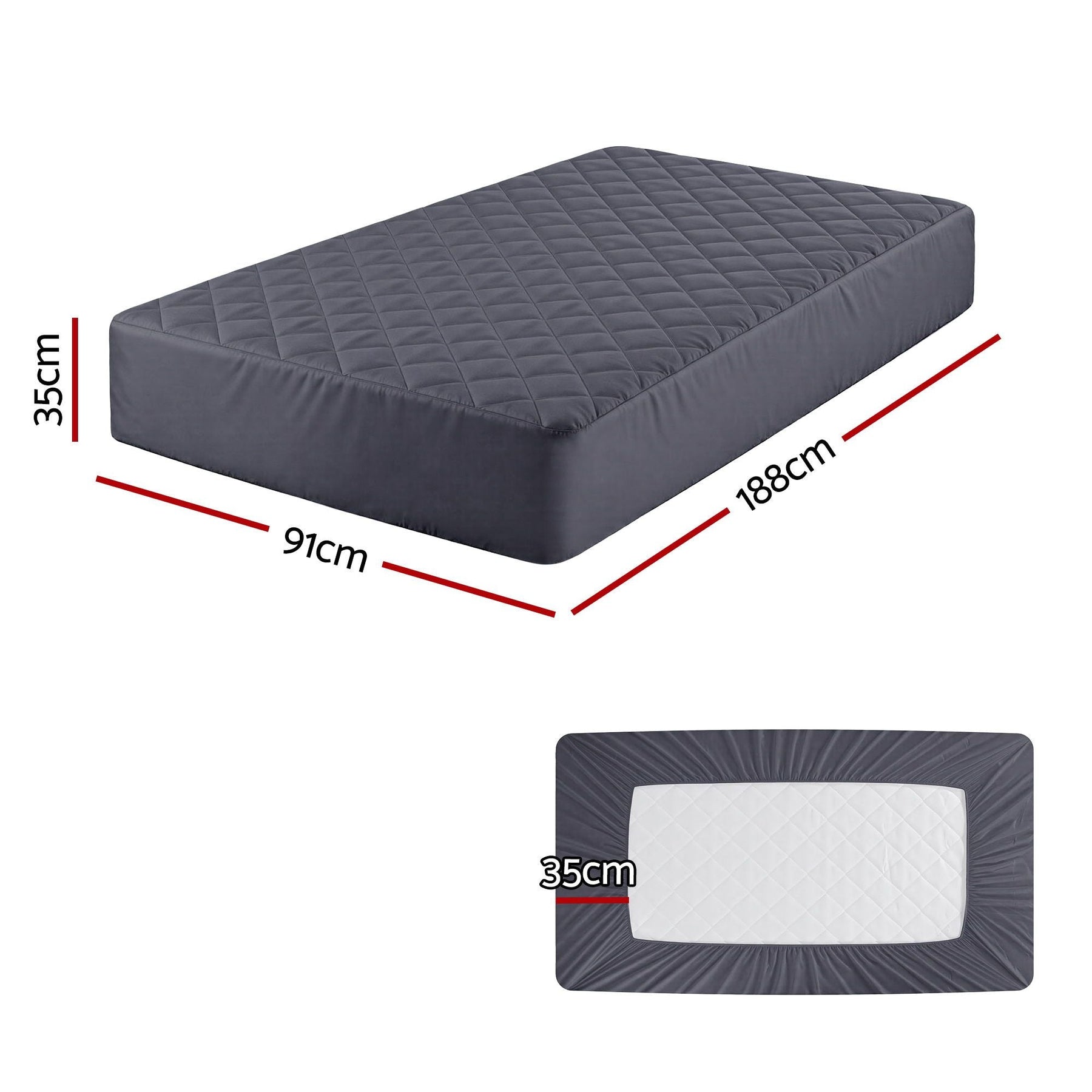 Giselle Water-Resistant Mattress Protector Microfiber 35cm 360° Fit Single - SportZone.co.nz