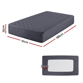 Giselle Water-Resistant Mattress Protector Microfiber 35cm 360° Fit Single - SportZone.co.nz