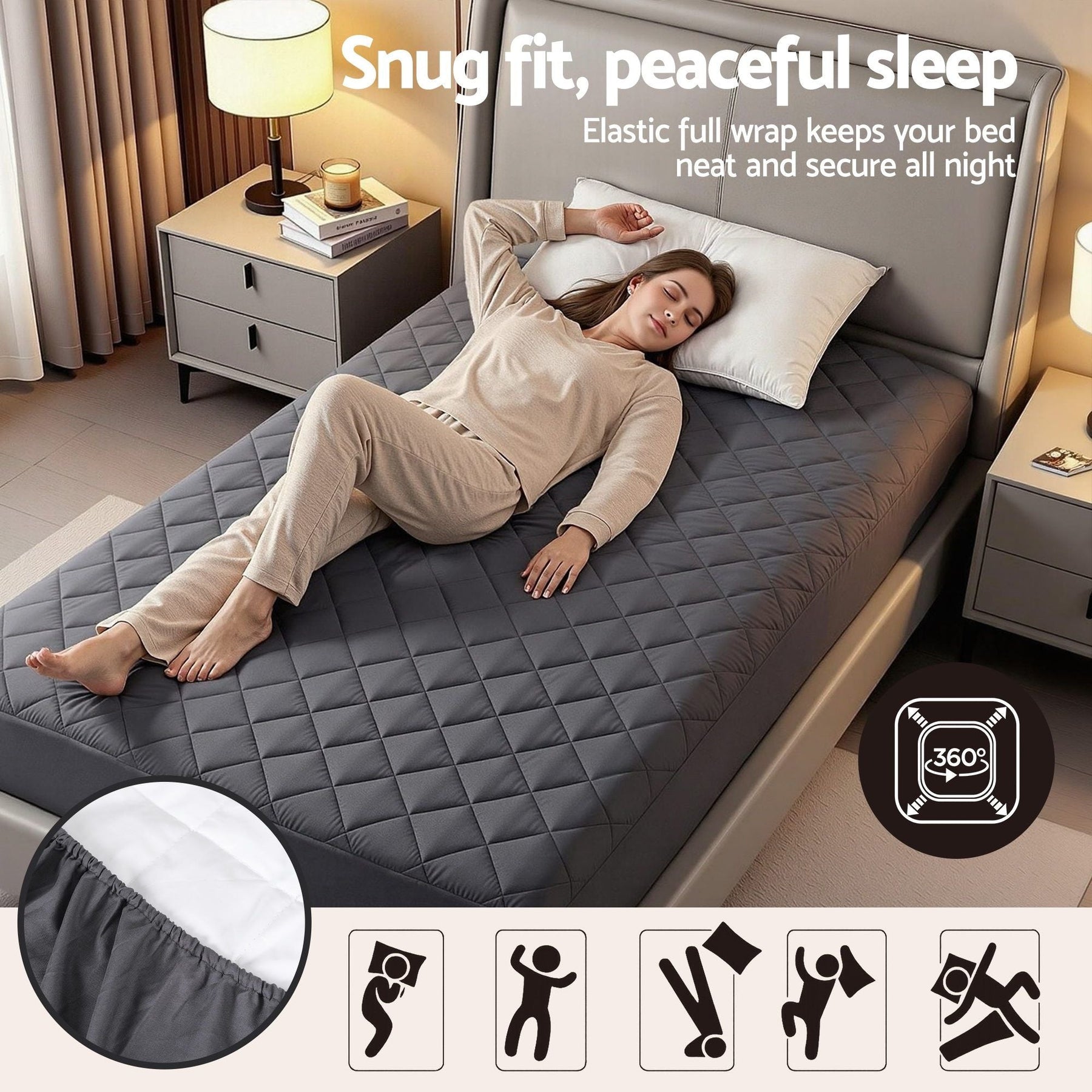 Giselle Water-Resistant Mattress Protector Microfiber 35cm 360° Fit Single - SportZone.co.nz