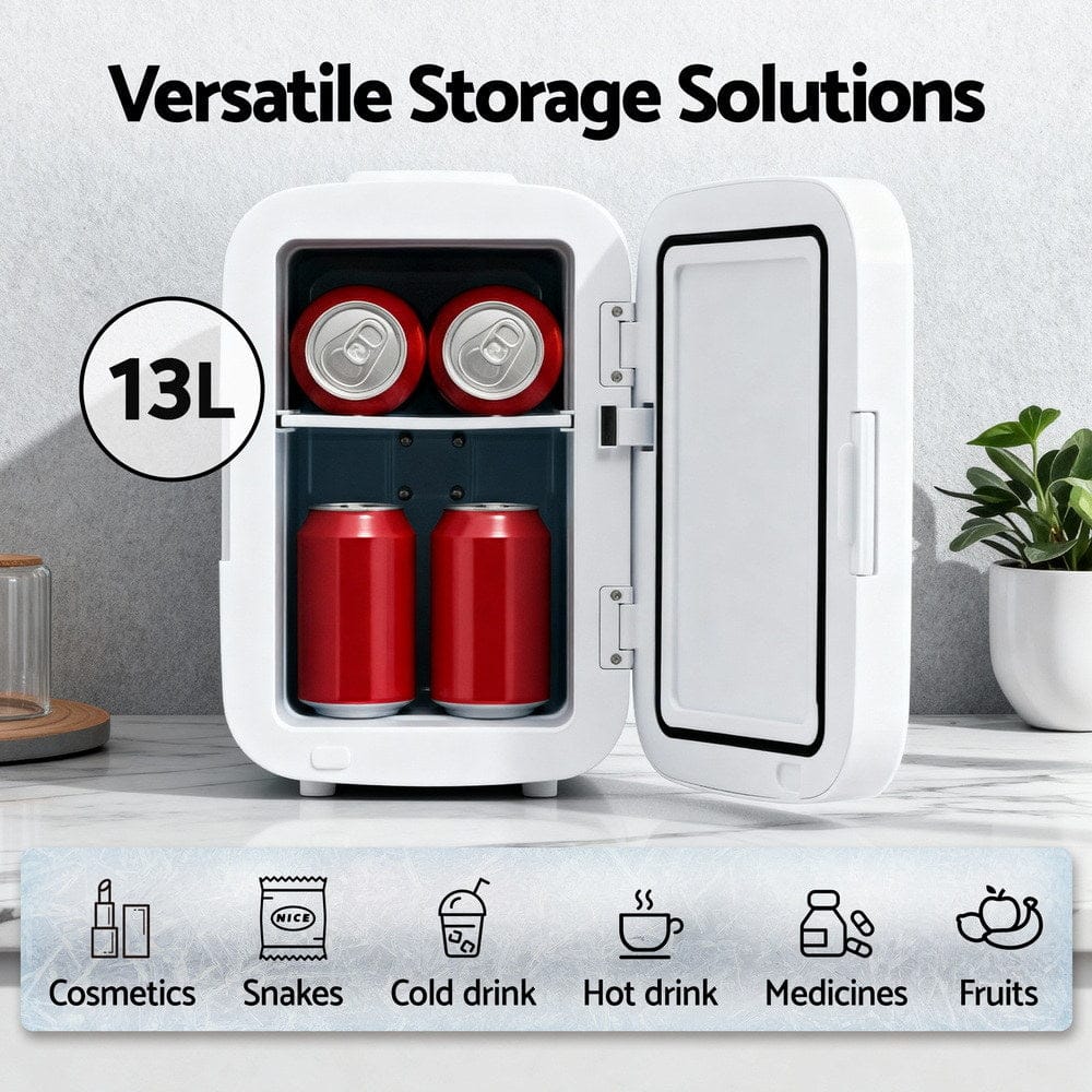 Glacio Mini Fridge Portable 13L White Electric Cooler Warmer 12V 220V - SportZone.co.nz