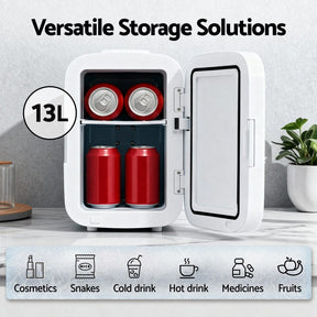Glacio Mini Fridge Portable 13L White Electric Cooler Warmer 12V 220V - SportZone.co.nz