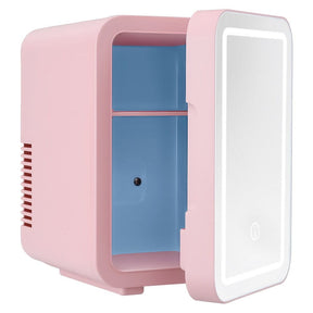 Glacio Mini Fridge Skincare Beauty Cooler Warmer LED Mirror 12V 220V Pink 4L - SportZone.co.nz