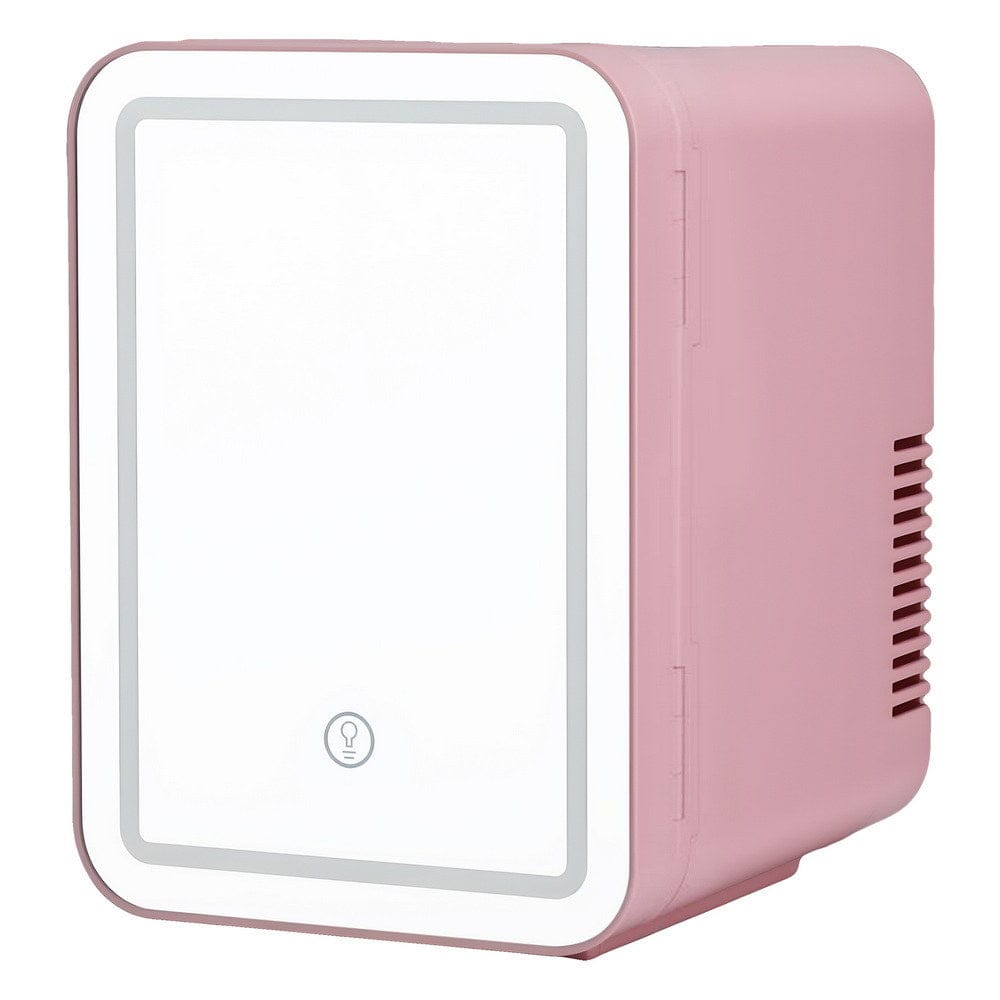 Glacio Mini Fridge Skincare Beauty Cooler Warmer LED Mirror 12V 220V Pink 4L - SportZone.co.nz