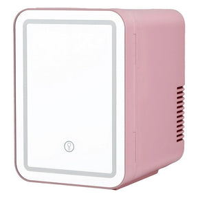 Glacio Mini Fridge Skincare Beauty Cooler Warmer LED Mirror 12V 220V Pink 4L - SportZone.co.nz