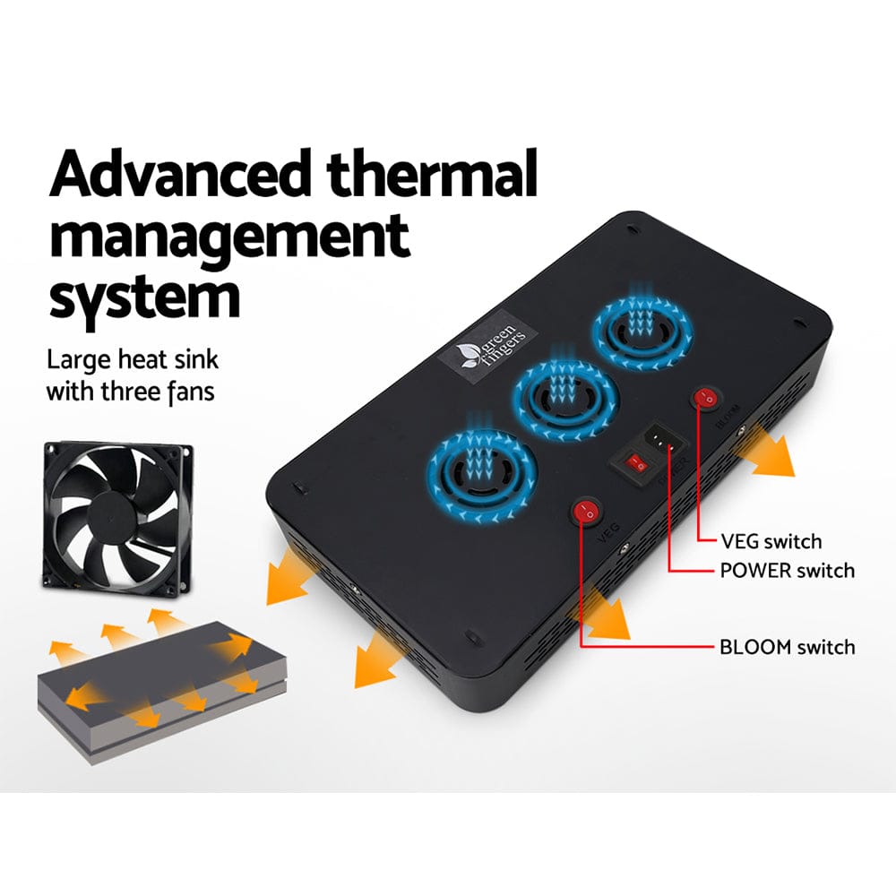 Green Fingers 1200W Grow Light LED Full Spectrum Indoor Plant All Stage Growth - SportZone.co.nz