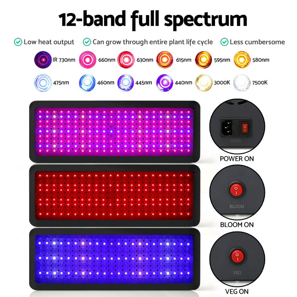 Green Fingers 2000W Grow Light LED Full Spectrum Indoor Plant All Stage Growth - SportZone.co.nz