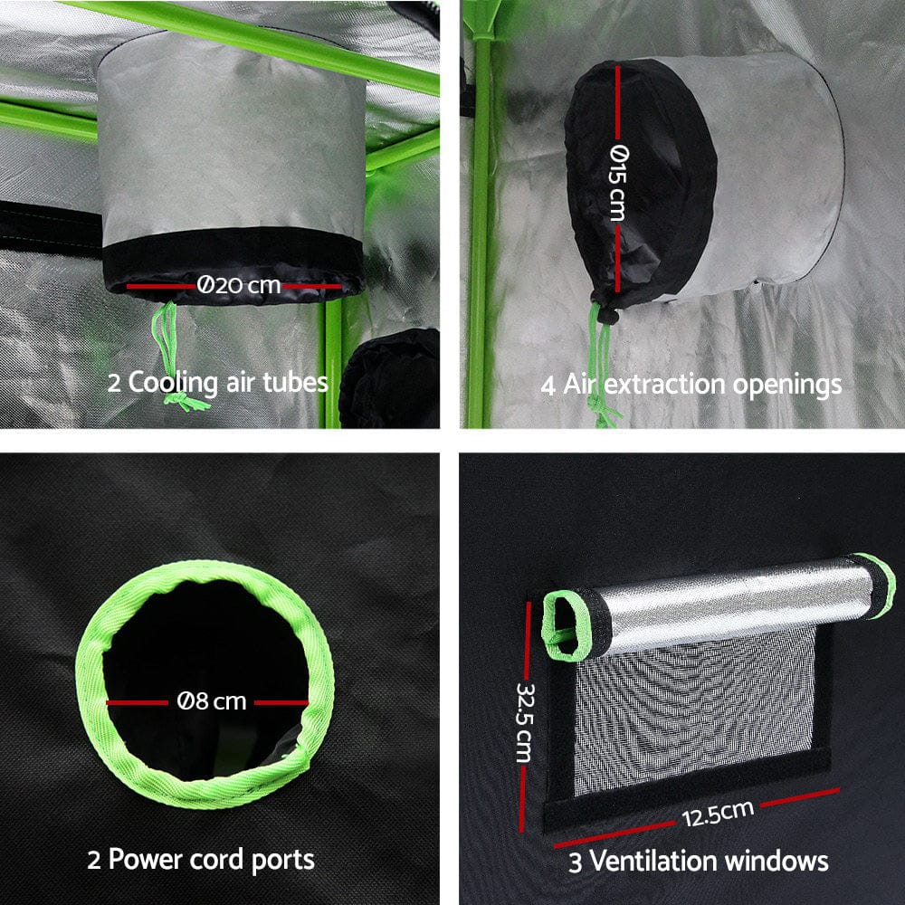 Green Fingers Grow Tent 60x60x140CM Hydroponics Kit Indoor Plant Room System - SportZone.co.nz