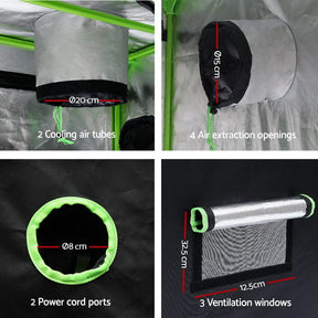 Green Fingers Grow Tent 60x60x140CM Hydroponics Kit Indoor Plant Room System - SportZone.co.nz
