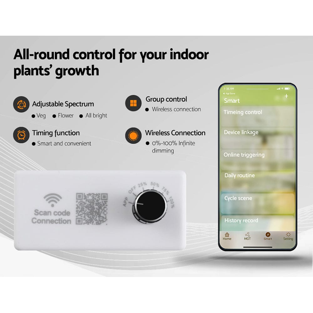 Green Fingers Grow Tent Light Kit 100x100x200CM 2200W LED Full Spectrum - SportZone.co.nz