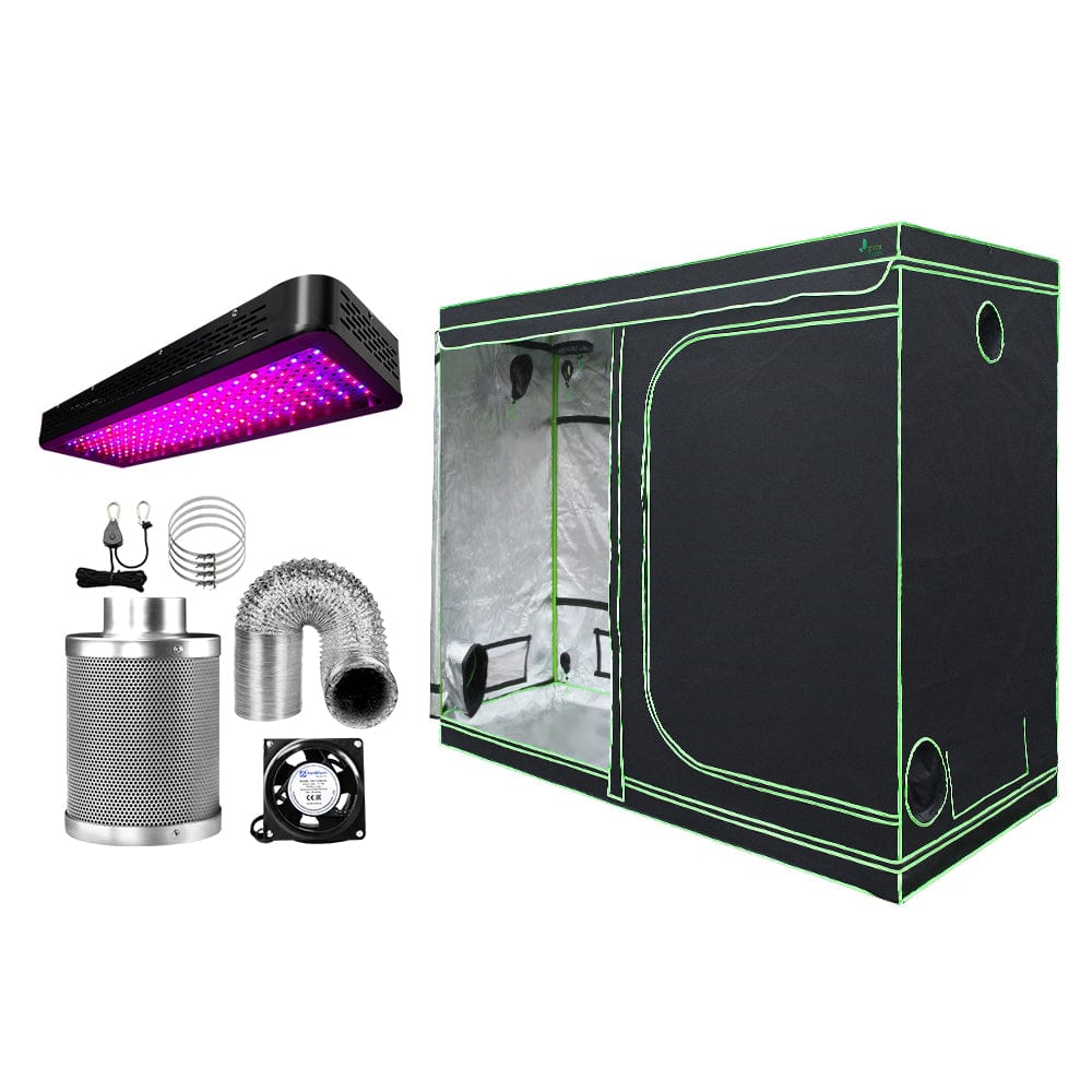 Green Fingers Grow Tent Light Kit 240x120x200CM 2000W LED 6" Vent Fan,Green Fingers Grow Tent Light Kit LED 2000W Full Spectrum 6" Vent 240x120x200CM - SportZone.co.nz