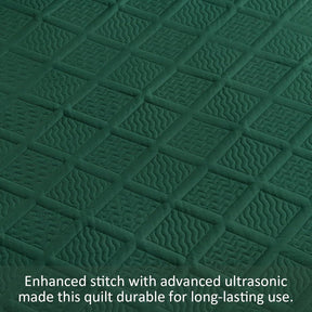 Green Wave Bloom Christmas Bedspread Queen 3 Piece Set - SportZone.co.nz