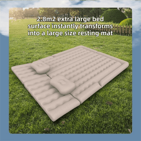 Grey Multi - Chamber Car Inflatable Air Mattress with Electric Pump, Storage Bag & Pillows for Universal Trunk Sleeping and Camping (174 x 126 CM) - SportZone.co.nz